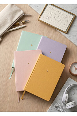 4'lü Defter Seti Düz Çizgisiz Sert Kapak Defter 13x21 Cm Hardcover Notebook Moon Series ürün fotoğrafı