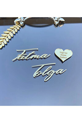 Nişan Tepsisi Pleksi Söz Isimlik El Yazısı A2 GOLD ürün fotoğrafı