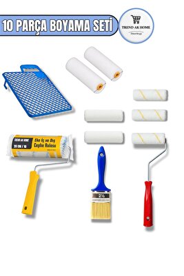 10 Parça Boyacı Seti Fırça Rulo Izgara Parmak Rulo - Boya badana seti ürün fotoğrafı