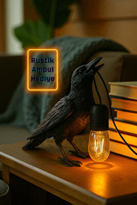 Crowy Karga Figürlü Masa Lambası, Pinterest Tarzı Masa Lambası ürün fotoğrafı