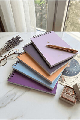 5'li Defter Set 10 X 13,5 Cm Çizgisiz Defter Karton Kapak Spiralli Defter Notebook ürün fotoğrafı