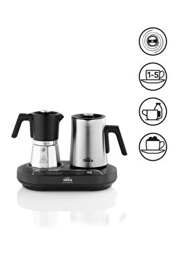 OK0027 Okka Rich Moka Pot Karıştırıcılı Metal İtalyan ve Türk Kahve Makinesi, Krom ürün fotoğrafı