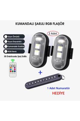 Kumandalı Şarjlı Çift RGB Led Flaşör ürün fotoğrafı