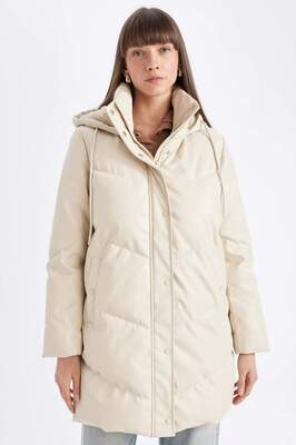 Su Geçirmez Uzun Şişme Mont Parka Isı Yalıtımlı Kapitoneli Kapüşonlu Puffer A0873AX24WN ürün fotoğrafı