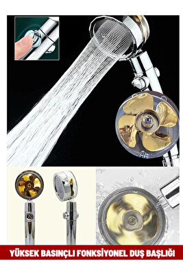 Ultra Yüksek Basınçlı Duş Başlığı Ayarlanabilir Start Stop Tuşlu Su Tasarruflu 360 Döner Başlık ürün fotoğrafı