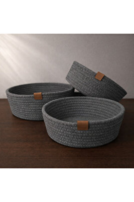 STD Hasır Sepet, Çok Amaçlı 3lü El Yapımı Organize Sepet Klasik ürün fotoğrafı