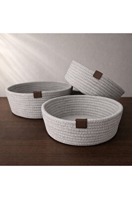 Gümüş Gri Sepet Takımı / 3'lü Sepet / Çok Amaçlı Organizer / Banyo, Mutfak Ve Bahçe Aksesuar ürün fotoğrafı