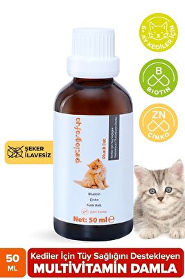 Plus B Kediler Için Tüy Dökümünü Azaltan, Besleyen Tüy Sağlığı Damlası Kedi Tüy Döküm Önleyici 50 ml ürün fotoğrafı