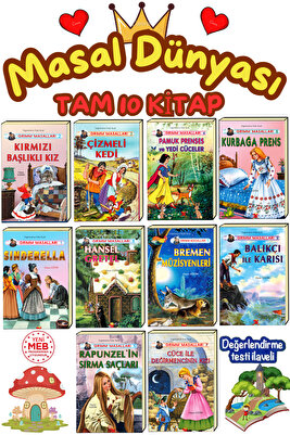 En Güzel Seçme Masallar 1. Sınıflar Için Resimli 10 Kitap -Pamuk Prenses ,Kırmızı Başlıklı Kız Vs ürün fotoğrafı