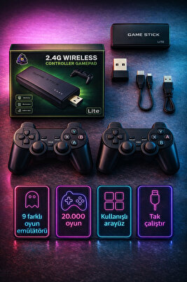 4k Atari 2.4g Uyumlu Kablosuz Çift Kol Atari Retro 20.000 Oyun Game Stick ürün fotoğrafı