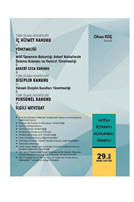 2026 Türk Silahlı Kuvvetleri Iç Hizmet Kanunu Ve Yönetmeliği Kitabı / Cihan Koç ürün fotoğrafı