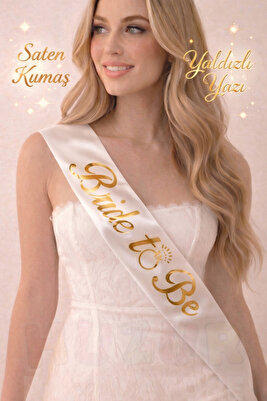 Bride To Be Yazılı Beyaz Üstüne Gold Altın Sarısı Yaldızlı Kuşak Bekarlığa Veda Partisi Konsepti ürün fotoğrafı