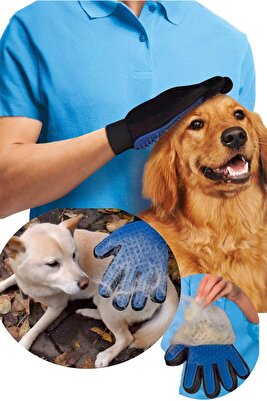 Tüy Toplama Mavi Kedi Köpek Tüy Toplayıcı Kedi Köpek Tüy Toplama Masaj Kaşıma Eldiveni ürün fotoğrafı