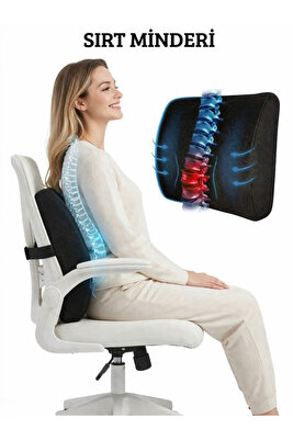 Ortopedik Visco Bel Destek Yastığı Ofis Araç Koltuğu Sırt Minderi Azaltıcı ürün fotoğrafı