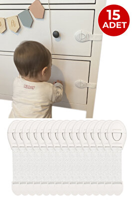 15 Adet Çocuk, Bebek Çekmece, Dolap, Beyaz Eşya Güvenlik Emniyet Koruma Kilidi - Çok Amaçlı Kilit ürün fotoğrafı