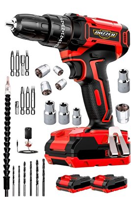 Alman Hard-x2560 Çelik Şanzuman 27 Parça Set Bakır Sargılı 2x Akülü Şarjlı Vidalama Matkap ürün fotoğrafı