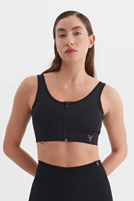Kadın Fermuar Detaylı Siyah Büstiyer / Spor Büstiyer ürün fotoğrafı