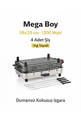Mega Boy Elektrikli Izgara Mangal Barbekü 39x11x25cm ürün fotoğrafı