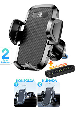 2li Set Havalandırma Araç İçi Telefon Tutucu + Araç Numaratörü Klima Vantuzlu Araba Telefon Tutacağı ürün fotoğrafı