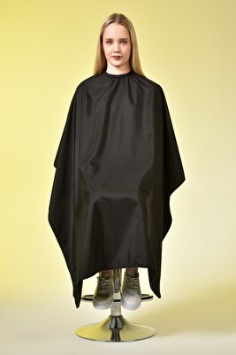 Penuar Kuaför Berber Traş Saç Kesim Önlüğü Örtüsü Penuar Kuaför Siyah Baskısız Penuar Siyah Düz ürün fotoğrafı