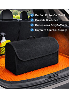 Araba Bagaj Çantası Oto Halı Bagaj Organizer Alet Eşya Çantası Siyah ürün fotoğrafı