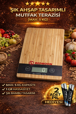 Ahşap Lüks Dijital Ekranlı 5 Kg 1 Gr Çok Şık Hassas Elektronik Mutfak Terazisi ürün fotoğrafı