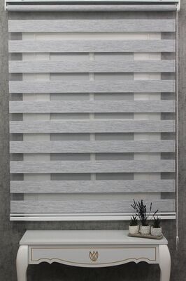 Kidmex Ithal Bambu Açık Gri Bambu Stor Zebra Perde Etek Dilimsiz. ürün fotoğrafı