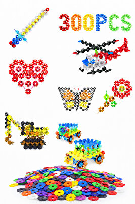 Masterflakes Eğitici Kilitli Diskler Stem Eğitimi Uyumlu 5 Renk 300 Parça Yapı Oyuncak Seti Flakes ürün fotoğrafı