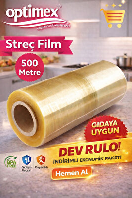 500 Metre*30cm Gıda Streç Film Yemekçiler,Çiğ Köfteciler ve Şarküteriler için 1.kalite. ürün fotoğrafı