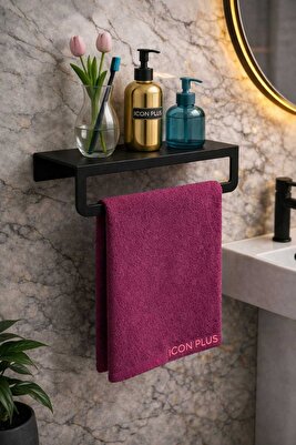 Havlu Tutacağı Raf Metal Havlu Askıs Mutfak Banyo Raflı Havluluk Modern Raflı Havluluk Siyah ürün fotoğrafı