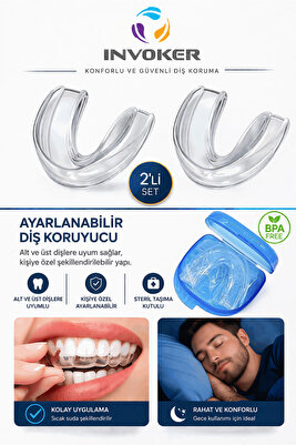 Diş Gıcırdatma Diş Çene Sıkma Önleyici Aparat Gece Plağı Silikon 2 Adet Termoform Bruksizm Dişlik ürün fotoğrafı