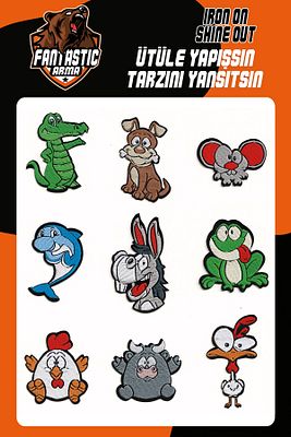 Ütü Ile Yapışan Dokuma Arma Seti Patch Yama Timsah, Eşek, Renkli Hayvanlar Modeli ürün fotoğrafı