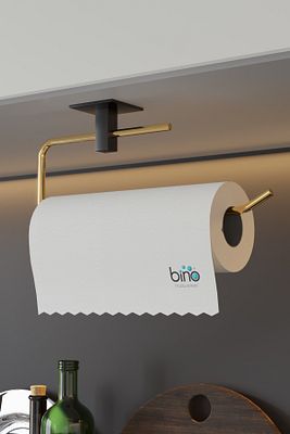 Gold Paslanmaz Dolu Çelik, Kağıt Rulo Havluluk, Peçetelik, Yapışkanlı Tasarım, Banyo Askısı ürün fotoğrafı