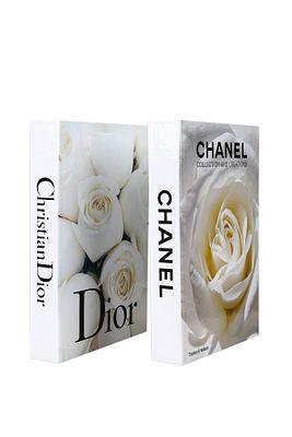 2'li Chanel Beyaz Gül/Dior Beyaz Gül Dekoratif Kitap Kutu ürün fotoğrafı