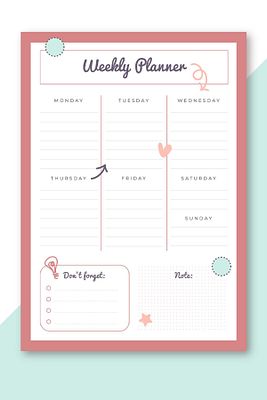 Weekly Planner - Günlük Hatırlatıcı Planlayıcı Haftalık Defter 15*21cm 50 Yaprak ürün fotoğrafı