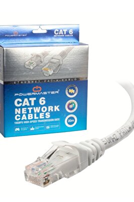 20 Metrelik Cat6 Lan Fabrikasyon Internet Data Kablosu(ETHERNET MODEM RJ45 JACKLI NETWORK ADSL) ürün fotoğrafı