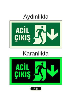 Fosforlu Acil Çıkış Yön Levhası F-11 ürün fotoğrafı