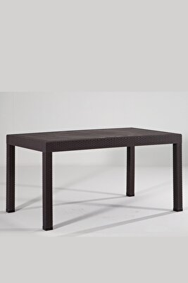 Rattan 90x150 Camsız Kahve Masa - Bahçe&amp;balkon&amp;teras ürün fotoğrafı