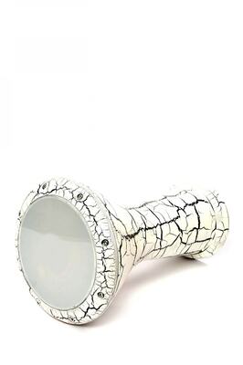 Vatan Darbuka Kılıf Hediyeli Profesyonel 5 No Beyaz Çatlak Boyalı Mısır Darbuka Döküm Çömlek Doumbek ürün fotoğrafı