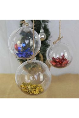 Plastik Top Geçmeli Şeffaf 6 cm Çapında, Süsleme Topu, 8 Adet ürün fotoğrafı