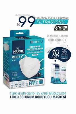 Ffp2 Maske Beyaz Renk 60 Adet ürün fotoğrafı