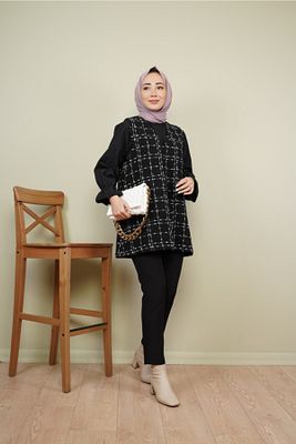 Kadın Noktalı Tüvit Süveter Siyah ürün fotoğrafı