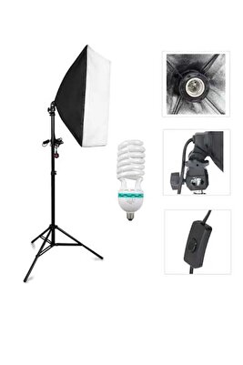 Softbox 50x70cm Sürekli Işık Tek Duy Paraflaş Youtuber Make Up Vi 25 Watt Kaliteli Led Ampul ürün fotoğrafı