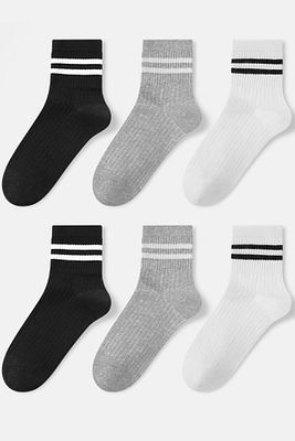 Unisex 6'lı Çizgili Tenis Çorap ürün fotoğrafı