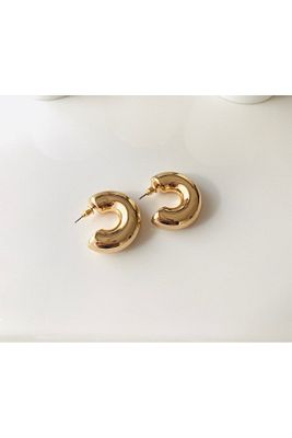 Yarım Halka Model Gold Renk Bayan Çelik Küpe ürün fotoğrafı
