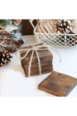 4 Adet Ahşap Kare Bardak Altlığı Ceviz Wood ürün fotoğrafı