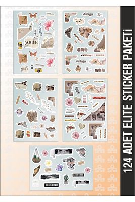 124 Adet Elite Sticker Paketi - Ajanda - Planner - Bullet Journal Için Uygun ürün fotoğrafı
