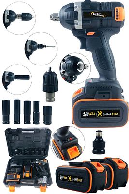 128 V 12ah Kömürsüz Motor Tam Profesyonel Darbeli Matkap Vidalama Şarjlı Somun Sökme Makinesi ürün fotoğrafı