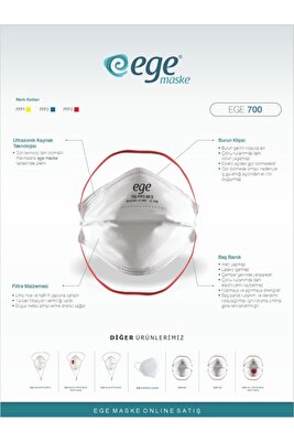 Ege Ffp3 700 Nr N99 Ventilsiz Maske 10'lu Paket ürün fotoğrafı