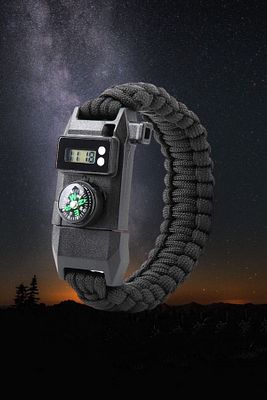 Paracord Bileklik Dijital Saat Pusula Ateş Başlatıcı ürün fotoğrafı